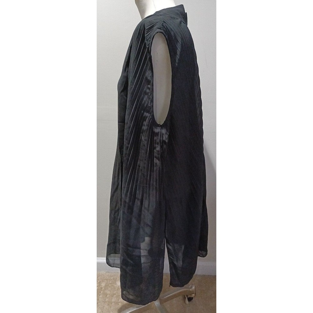 Zenobia Womens Sleeveless Sheer Black Back Bow Tie Closure Top Pleated 3XL New - Picture 2 of 10